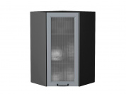 Шкаф верхний угловой остекленный Ницца 920*600*600 Magnum / Graphite