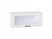 Шкаф верхний горизонтальный остекленный Прага 358*800*318 Белое дерево / Белый