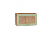 Шкаф верхний горизонтальный остекленный Ницца 358*600*318 Дуб оливковый / Дуб Вотан