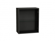 Шкаф верхний с 1-ой остекленной дверцей (полки стекло) 716*600*322 Черный / Graphite