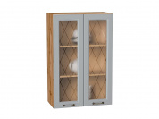 Шкаф верхний с 2-мя остекленными дверцами Ницца 920*600*318 Графит / Дуб Вотан