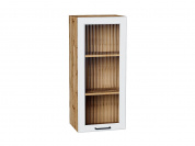 Шкаф верхний с 1-ой остекленной дверцей Барселона 920*400*324 Белый / Дуб Вотан