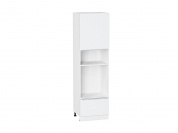 Шкаф пенал с 1-ой дверцей и ящиком под технику Фьюжн 2132*600*576 Silky White / Белый