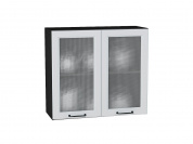 Шкаф верхний с 2-мя остекленными дверцами Ницца 716*800*318 Blanco / Graphite