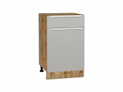 Шкаф нижний с 1-ой дверцей и ящиком Фьюжн 816*500*480 Silky Light Grey / Дуб Вотан