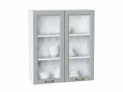 Шкаф верхний с 2-мя остекленными дверцами Ницца 920*800*318 Графит / Белый