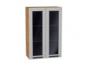 Шкаф верхний с 2-мя остекленными дверцами Глетчер 920*600*318 Гейнсборо Силк / Дуб Вотан