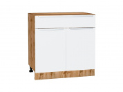 Шкаф нижний с 2-мя дверцами и ящиком Фьюжн 816*800*480 Silky White / Дуб Вотан
