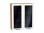 Шкаф верхний с 2-мя остекленными дверцами Глетчер 920*800*318 Айленд Силк / Дуб Вотан