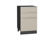 Шкаф нижний с 3-мя ящиками Фьюжн 816*500*480 Cream Silk / Graphite