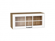 Шкаф верхний горизонтальный остекленный Дублин 358*800*318 Special White / Дуб Вотан