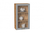 Шкаф верхний с 1-ой остекленной дверцей Ницца 920*500*318 Графит / Дуб Вотан