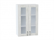 Шкаф верхний с 2-мя остекленными дверцами Лофт 920*600*320 Nordic Oak / Белый