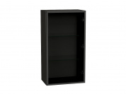 Шкаф верхний с 1-ой остекленной дверцей (полки стекло) 920*500*322 Черный / Graphite