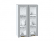 Шкаф верхний с 2-мя остекленными дверцами Ницца 920*600*318 Графит / Белый