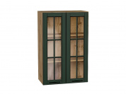Шкаф верхний с 2-мя остекленными дверцами Дублин 920*600*318 Special Green / Дуб Вотан
