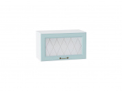 Шкаф верхний горизонтальный остекленный Ницца 358*600*318 Голубой / Белый