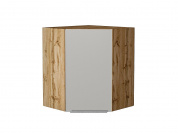 Шкаф верхний угловой Фьюжн 716*600*600 Silky Light Grey / Дуб Вотан