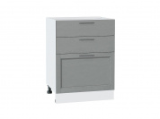 Шкаф нижний с 3-мя ящиками Сканди 816*600*480 Grey Softwood / Белый