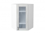 Шкаф верхний угловой остекленный Лофт 920*600*600 Nordic Oak / Белый
