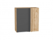 Шкаф верхний прямой угловой Фьюжн 716*700*345 Stormy Silk / Дуб Вотан
