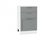 Шкаф нижний с 3-мя ящиками Сканди 816*500*480 Grey Softwood / Белый