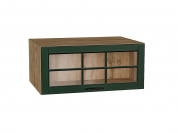 Шкаф верхний горизонтальный остекленный глубокий Дублин 358*800*574 Special Green / Дуб Вотан
