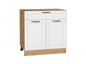 Шкаф нижний с 2-мя дверцами и ящиком Дублин 816*800*478 Special White / Дуб Вотан