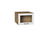 Шкаф верхний горизонтальный остекленный глубокий Ницца 358*500*574 Blanco / Дуб Вотан