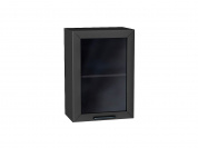 Шкаф верхний с 1-ой остекленной дверцей Глетчер 716*500*318 Маренго Силк / Graphite