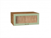 Шкаф верхний горизонтальный остекленный глубокий Ницца 358*800*574 Дуб оливковый / Дуб Вотан