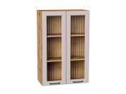 Шкаф верхний с 2-мя остекленными дверцами Барселона 920*600*324 Кашемир / Дуб Вотан