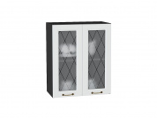 Шкаф верхний с 2-мя остекленными дверцами Ницца 716*600*318 Белый / Graphite