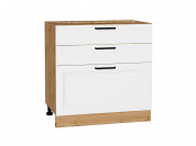 Шкаф нижний с 3-мя ящиками Нео 816*800*480 White Silk / Дуб Вотан