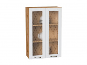 Шкаф верхний с 2-мя остекленными дверцами Ницца 920*600*318 Белый / Дуб Вотан
