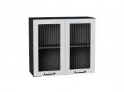 Шкаф верхний с 2-мя остекленными дверцами Ницца 716*800*318 Blanco / Graphite