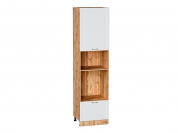 Шкаф пенал с 1-ой дверцей и ящиком под технику Ницца 2336*600*574 Белый / Дуб Вотан