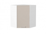 Шкаф верхний угловой Квадро 716*600*600 Кашемир / Белый