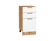 Шкаф нижний с 3-мя ящиками Флэт 816*400*478 White In 2S / Дуб Вотан