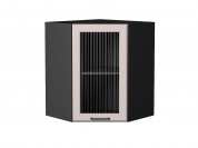 Шкаф верхний угловой остекленный Барселона 716*600*606 Кашемир / Graphite