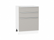 Шкаф нижний с 3-мя ящиками Фьюжн 816*600*480 Silky Light Grey / Белый
