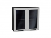 Шкаф верхний с 2-мя остекленными дверцами Глетчер 716*800*318 Гейнсборо Силк / Graphite