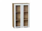 Шкаф верхний с 2-мя остекленными дверцами Ницца 920*600*318 Blanco / Дуб Вотан