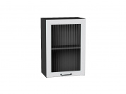 Шкаф верхний с 1-ой остекленной дверцей Ницца 716*500*318 Blanco / Graphite