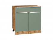 Шкаф нижний с 2-мя дверцами и ящиком Фьюжн 816*800*480 Silky Mint / Дуб Вотан