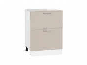 Шкаф нижний с 2-мя ящиками Квадро 816*600*481 Кашемир / Белый