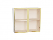 Шкаф верхний с 2-мя остекленными дверцами 716*800*322 Золотой / Белый