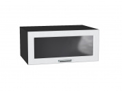 Шкаф верхний горизонтальный остекленный глубокий Прага 358*800*574 Белое дерево / Graphite