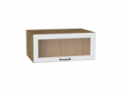 Шкаф верхний горизонтальный остекленный глубокий Ницца 358*800*574 Blanco / Дуб Вотан