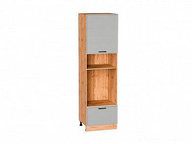 Шкаф пенал с 1-ой дверцей и ящиком под технику Фрейм 2132*600*580 Grey Silk / Дуб Вотан